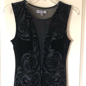 Bailey Blue Deep v neck and mesh little black dress